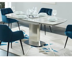 Vente-unique Uitschuifbare eettafel TALICIA - 4 tot 6 personen - Keramiek en ijzer