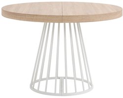 Vente-unique Uitschuifbare eettafel voor 2 tot 12 personen van MDF en staal - Licht natuurlijk en wit - FIRELA