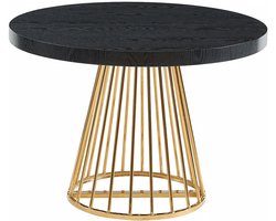 Vente-unique Uitschuifbare eettafel voor 2 tot 12 personen van MDF en staal - Zwart en goud - FIRELA