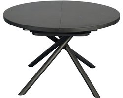 Vente-unique Uitschuifbare eettafel voor 4 tot 6 personen van keramiek, MDF en metaal - Bruin en grijs marmereffect - FEROLA