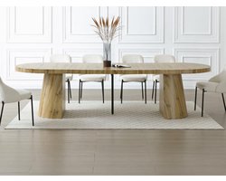 Vente-unique Uitschuifbare eettafel voor 6 tot +12 personen van mdf - Licht naturel - CLOEVA