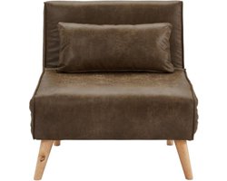 Vente-unique Uitschuifbare fauteuil POSIO van microvezel - Bruin L 74 cm x H 75 cm x D 78 cm