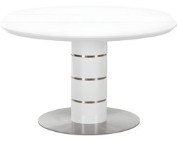 Vente-unique Uittrekbare eettafel - 4 à 6 personen - Mdf en roestvrij metaal - Witgelakt - CUSCO
