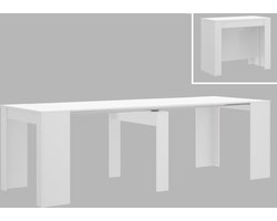 Vente-unique Uittrekbare sidetable ONEGA - 10 personen - 4 verlengstukken - Kleur: wit
