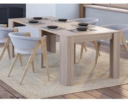 Vente-unique Uittrekbare sidetabletafel ONEGA - 10 personen - 4 verlengstukken - Kleur: eiken