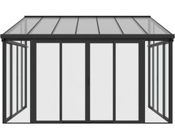 Vente-unique Veranda van aluminium en polycarbonaat met uv-bescherming - 12 m² - Antraciet - MATHILDA