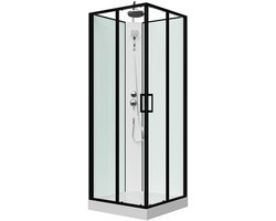 Vente-unique Vierkante douchecabine - Zwart en wit - L80 x B80 x H220 cm - SAMABI L 80 cm x H 200 cm x D 80 cm