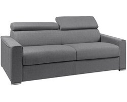 Vente-unique Vierzitsslaapbank express van grijze stof - Bed van 160 cm met brede latten - Matras 22 cm met schuim met vormgeheugen VIZIR