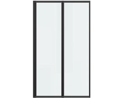 Vente-unique Vouwbaar badscherm van metaal – Matzwart – Industriële stijl – 80 x 140 cm – DISTRICT