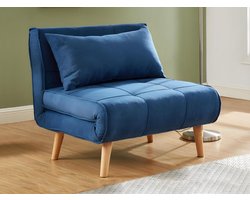 Vente-unique XL eenpersoons-slaapbank CHILA van stof - Blauw