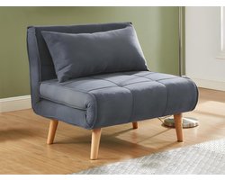 Vente-unique XL eenpersoons-slaapbank CHILA van stof - Grijs L 90 cm x H 83 cm x D 82 cm