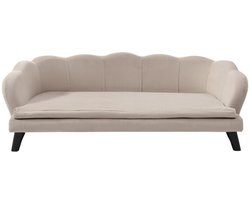 Vente-unique Zitbank voor huisdieren van velours en houten poten - Beige - L97 x D59 x H35 cm - PARUPA L 97 cm x H 35 cm x D 59 cm