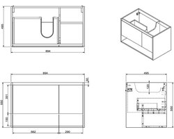 Vente-unique Zwevend badkamermeubel met enkele wastafel in licht natuurlijk hout met kraan - 90 cm - PUJUKA