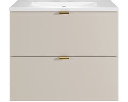 Vente-unique Zwevend badkamermeubel met inbouwwastafel - Beige - 60 cm - LAVENA