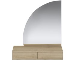 Vente-unique Zwevende kaptafel met ledspiegel - 2 lades - Kleur: Licht naturel - JINEZA