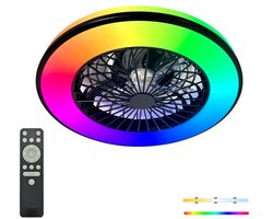 VENTELUX LED plafondlamp met ventilator 48W + 15W 3CCT + RGB zwart | Geen fitting | Warm Wit tot Daglicht + multicolour | 48 + 15 watt | 20.000 Branduren