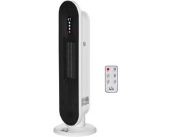 Ventilatorkachel met 24-uurs timer-2000W-2 oscillatiestanden-metaal-wit + zwart