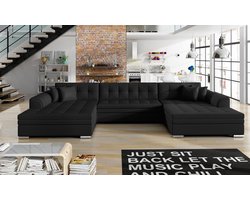 Vento -Hoekbank met slaapfunctie - grote U-hoekbank - voor in de woonkamer - Comfortabel - 355 x 165 cm - Groot - Eco-leer