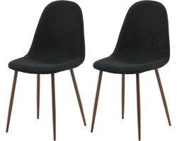 Venture-Home-Eetkamerstoelen-2-st-Polar-polyester-zwart-en-naturel