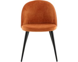 Venture-Home-Eetkamerstoelen-2-st-Velvet-fluweel-zwart-en-roestoranje