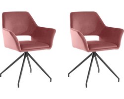 Vera-Fauteuil - Roze Fluweel - Set van 2