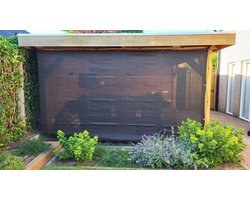 verandadoek - zwart - 450 x 225cm - inclusief zeilogen - HDPE - 180 gram - overkapping
