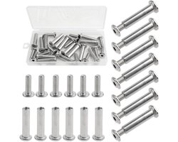 Verbindingselementen voor Meubels, M4 x 32-42 mm, Verbindingsschroeven voor Kasten, Houten Planken, Set van 30 Stuks