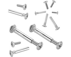 Verbindingsschroeven Meubel - Meubelbouten Set - Meubels Monteren - Met Anti-Rotatie Kroon - M6 x 14 mm - Zilver