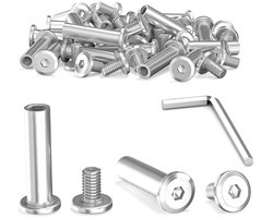Verbindingsschroeven Set - Meubelverbinder Hulsschroef - Meubels Monteren - Roestvrij Staal A2 - 40 Stuks M6x30 - Zilver