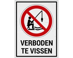 Verboden te vissen bord met tekst | Sign Again materiaal | 20 x 15 cm