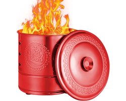 Verbrandingston Buiten - Papiergeld Verbrander - Traditionele Rituelen - Roestvrij Staal - 28x28x28cm - Rood