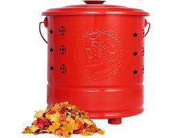 Verbrandingston RVS - Rituele ton - Afval verbranden - Vonkwerend deksel - 28x28x28 cm - Rood