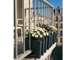 Vercony - Plantenbak voor Balkon met Spijlen - Plantenbak voor Buiten - Binnen en Buitenkant Beplant - Recyclebaar - 30x34x30cm - Made in NL - Antraciet