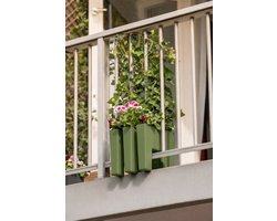 Vercony - Plantenbak voor Balkon met Spijlen - Plantenbak voor Buiten - Binnen en Buitenkant Beplant - Recyclebaar - 30x36x30cm - Made in NL - Olijfgroen