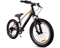Verdant Kinderfiets voor jongens van 6 tot 10 jaar, 20 inch, 6 versnellingen, Shimano kinderfiets, verstelbare hoogte (Zwart en Goud)