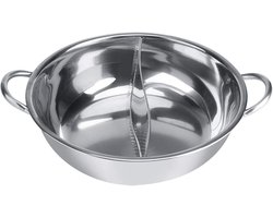 Verdeelde Hot Pot 27/29/31/34 cm - Dubbele Smaak Pan van Roestvrij Staal voor Inductie