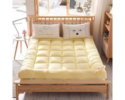 Verdikde Vloermatras - Futon Slaapkussen - Flexibel Gebruik - Ademende Donsvulling - 200x200cm - Geel