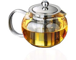 Verdikte Glazen Theepot Waterkoker - Roestvrijstalen Infuser - Bloeiende Thee - Losbladige Thee - 950ml - Loodvrij - Duurzaam Material.