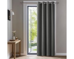 Verduisterend Gordijn 140x175 cm, Lichtgrijs, Kant en Klaar met Ringen, Thermisch, Slaapkamer en Woonkamer