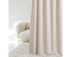 Verduisterend gordijn met plooiband 180 x 260 cm - Lichtbeige - Modern decoratief voor woonkamer en slaapkamer