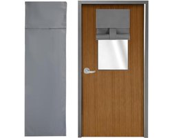 Verduisterend gordijnpaneel - lockdown - met aanraaksluiting - grijze kleur - privacy - raamhoes - geschikt voor klaslokaal - rolgordijnen - kleine raambekleding - verduistering - glazen voordeur