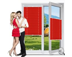 Verduisterend Plisségordijn Rood 80x80 cm - Zonder Boren Monteren - Zonwering & Inkijkbescherming