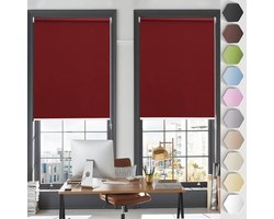 Verduisterend Rolgordijn 100 x 200 cm Zonder Boren - Ideaal voor Kantoor en Woonkamer - Rood