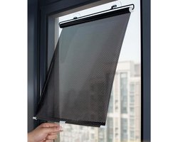 Verduisterend rolgordijn - 45 x 125 cm - Draagbaar, oprolbaar rolgordijn dat met zuignappen kan worden geïnstalleerd zonder te boren - Intrekbare Autozonwering met Zuignap - Geschikt Voor Auto- en Kantoorramen