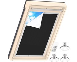 Verduisterend rolgordijn zwart 96x93 S06 - 100% ondoorzichtig - zonder boren - met zuignappen - HTML content zonwering zuignap