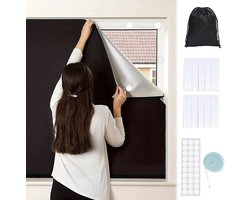 Verduisterende folie - dakraam - verduistering - zonwering - verduisterend rolgordijn zonder boren - draagbare verduisteringsstof voor reizen - 145 x 150 cm - zwart - handige raamdecoratie