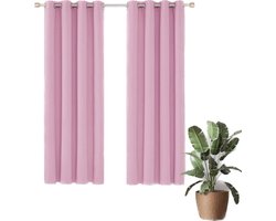 Verduisterende Gordijnen 140x175 cm (B x H), Roze, Thermische Gordijnen met Ringen voor de Woonkamer, Kinderkamer, Kant en Klaar, 2 stuks