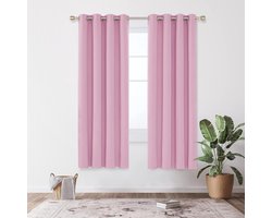 Verduisterende Gordijnen 140x175 cm (B x H), Roze, Thermische Gordijnen met Ringen voor de Woonkamer, Kinderkamer, Kant en Klaar, 2 stuks