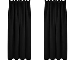 Verduisterende Gordijnen met Plooiband, 132x160 cm (B x H), 2 stuks, Kant en Klaar, voor Woonkamer
