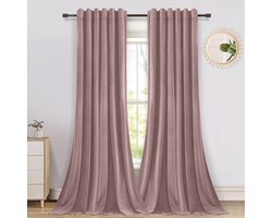Verduisterende Gordijnen - Qelus - Gordijn - Curtains - Kant en Klaar - Fluweel Gordijnen - B 132 x H 213cm - Roze - 2 stuks
